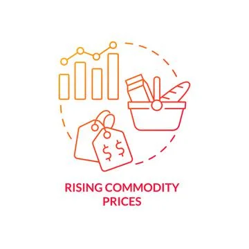 Rising commodity prices red gradient concept icon Illustrazione stock