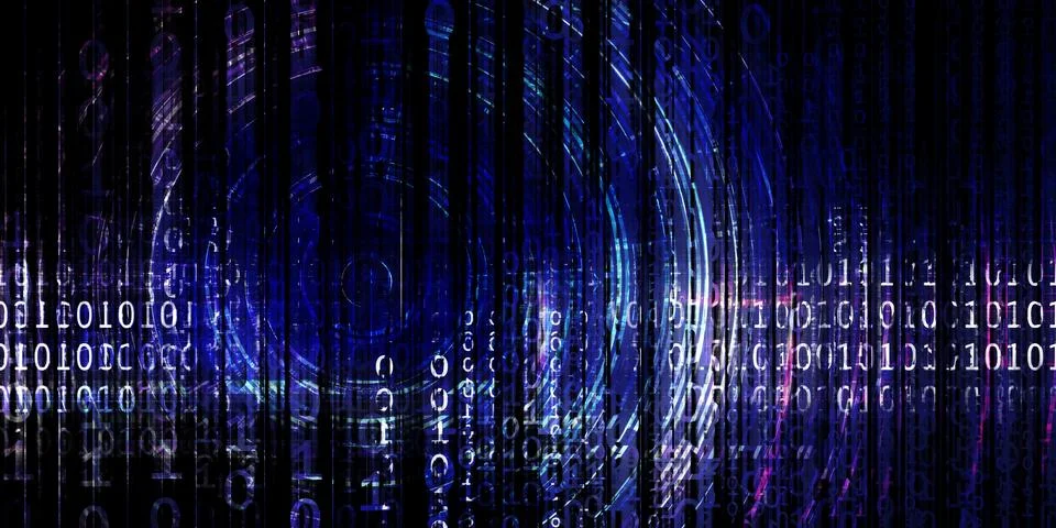 Rising Digital Codes Forming Dynamic Binary Data Wall Illustrazione stock