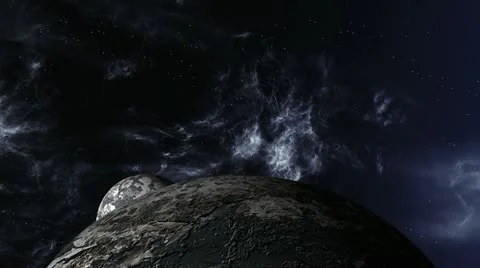 Rising Distant Moon Stock Footage 12527192