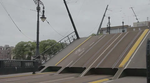 Rising drawbridge in Amsterdam Stock Footage 36737976