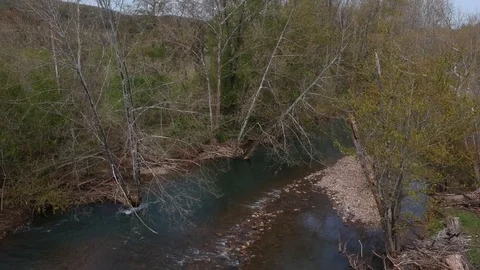 Rising Drone Flight Reveals More Creek Stock Footage