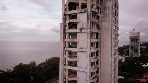 Rising Drone Shot Of An Abandoned Tower Stock Footage 110828107
