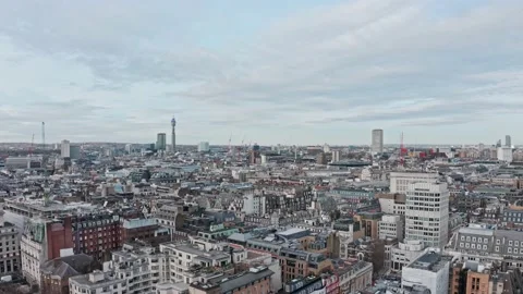 Rising drone shot of st James soho central London Westminster Stock Footage