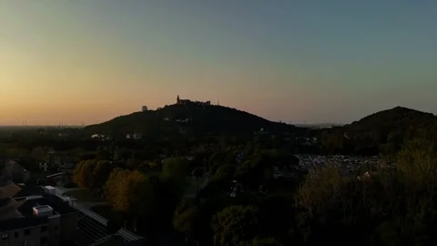 Rising Drone View of Sheshan Mountain at Golden Hour 動画素材 341367026