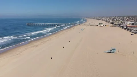 Rising Empty Hermosa Beach Stock Footage 133399594