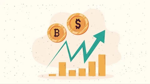 Rising financial graph with bitcoin and dollar coins motion graphic showing.. 스톡 동영상 338314474