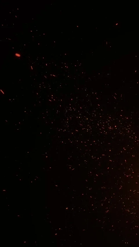 Rising fire flakes night sky the feeling huge fire. fire particles flowing wind 動画素材 333958506