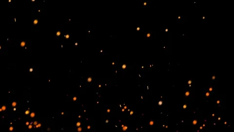 Rising fire sparkles motion graphics with plain black background Video stock 329743258