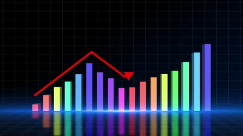 Rising graph and arrow, Abstract illustration business 3d animation. Financ. Stock Footage 246681254