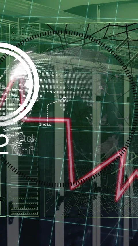 Rising graph and data processing animation over server room background Stock Footage 342812957