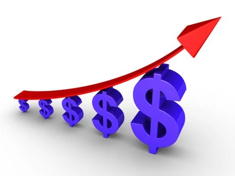 Rising graph and dollars Stock Illustration