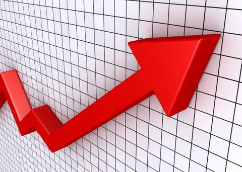 Rising graph with grid Illustrazione stock