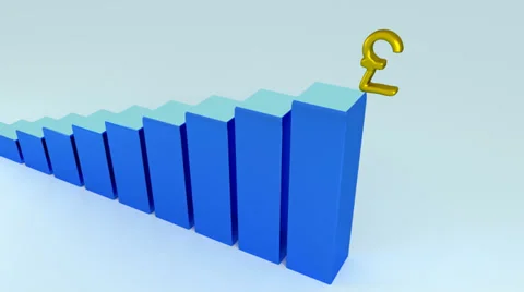 Rising graph with pound sterling and fall Stock Footage 33830067