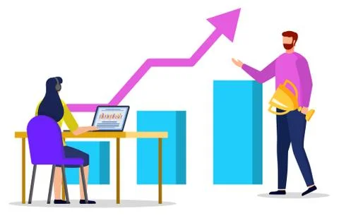 Rising Graph Report of People Educating Vector Stock Illustration