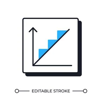 Rising graph with triangles offset shadow line icon 库存插图