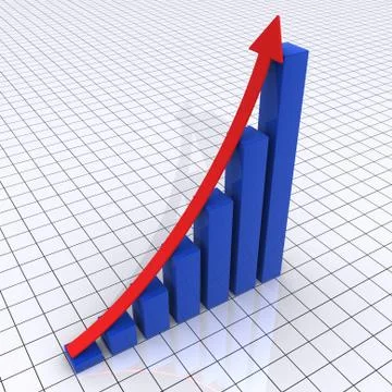 Rising graphic chart of columns and arrow Stock Illustration