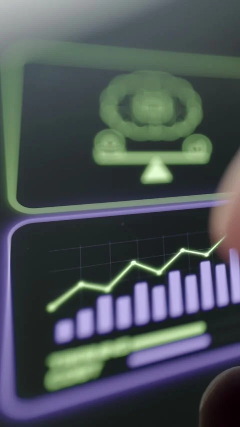 Rising Green Performance Graph With Warning Indicator 4K Stock Footage 341347218