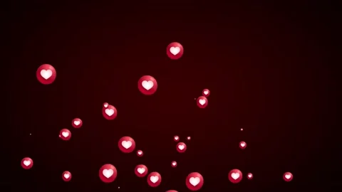 Rising heart icon bubble  over dark red background, love, like Video stock 170189333
