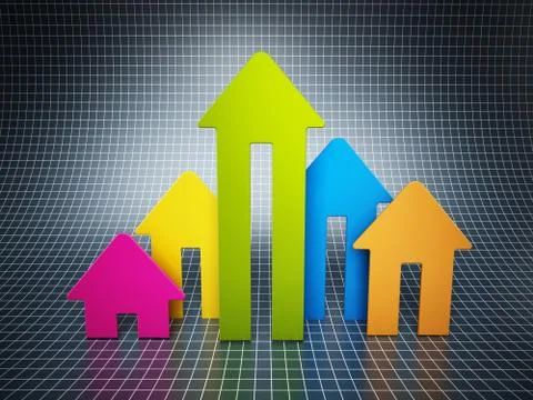 Rising house prices chart Stock Illustration