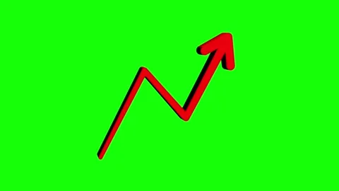 Rising increment red 3d arrow animation on bright green screen Stock Footage 314510454