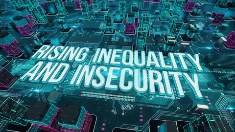 Rising Inequality and Insecurity digital technology hi-tech concept Stock Footage 110304573