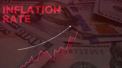 Rising Inflation Rate Chart Over Dollar Bills Stock Footage 337048070