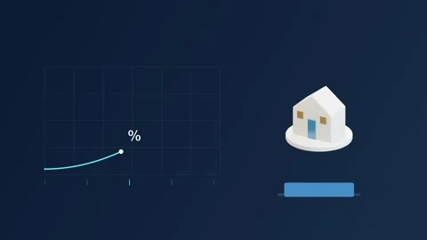 Rising interest rate graph beside a house price indicator Stock Footage 346168208