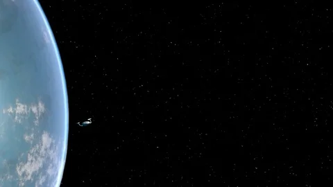 Rising Interstellar Space Ship 3-d-Animation Stock Footage 125384512
