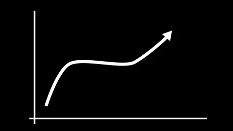 Rising line graph with arrow showing growth progress and success animation Stock Footage 337176602