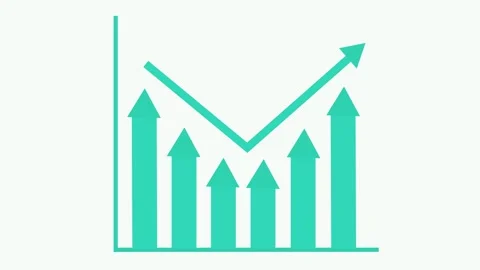 Rising line graph with arrow showing growth progress and success animation Stock Footage 337176716