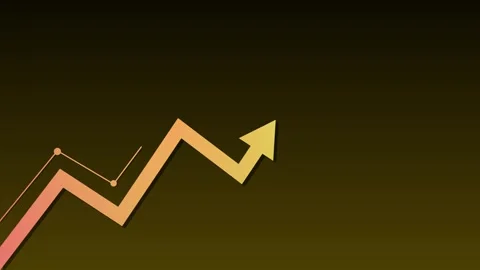 Rising line graph with arrow showing growth and progress animation, Growing.. Stock Footage 340383682
