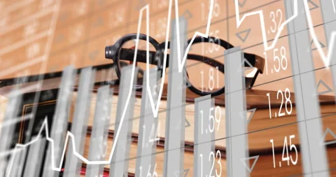 Rising numeric indicators starting transparent data charts growing on book stack Stock Footage 310671128