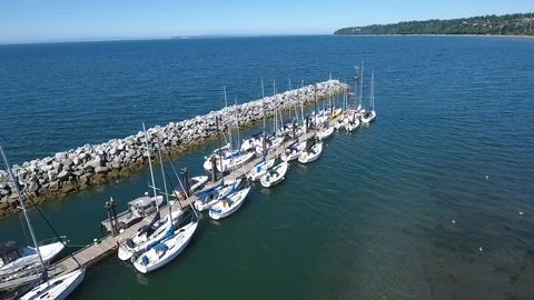 Rising over boats Stock Footage 96547771