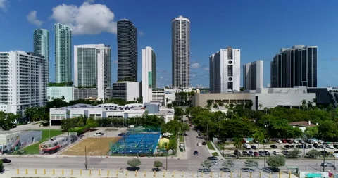 Rising over lots in Miami Stock Footage 207613481
