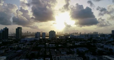 Rising over the the Miami Beach Sunset Stock Footage 148741002