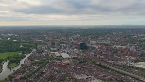 Rising over Reading Train station UK Stock-Footage 336336188
