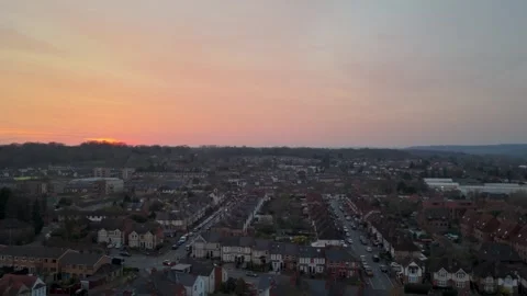Rising up over Reading West Sunset shot Stock-Footage 334608243