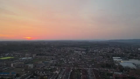 Rising up over Saint Georges Road Aerial shot Reading Stock-Footage 334608296