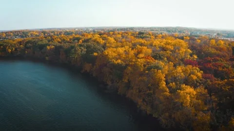 Rising Panoramic of Fall Tree Colors | 4K Drone Aerial Vídeos de archivo 145179720