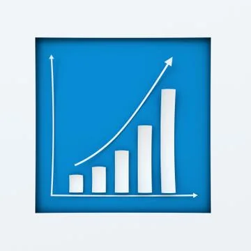 Rising paper bar chart, 3d render Stock Illustration