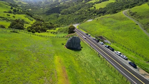 Rising Perspective Shift, Big Rock, Lucas Valley, Marin County, Aerial Footage Stock Footage 273745626