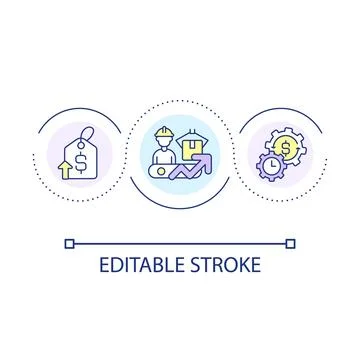 Rising production costs loop concept icon 스톡 일러스트