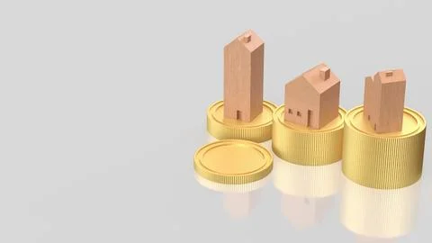 Rising Property Values and Real Estate Investment Growth Concept 3d render. Stock Illustration