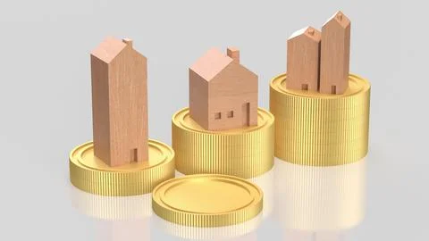 Rising Property Values and Real Estate Investment Growth Concept 3d render. Stock Illustration
