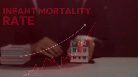 Rising Red Graph with Infant Mortality Rate Text Concept Stock Footage 336757621