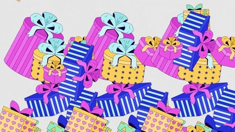 Rising reward gift boxes upward transition effect video overlay Stock Footage 338005507