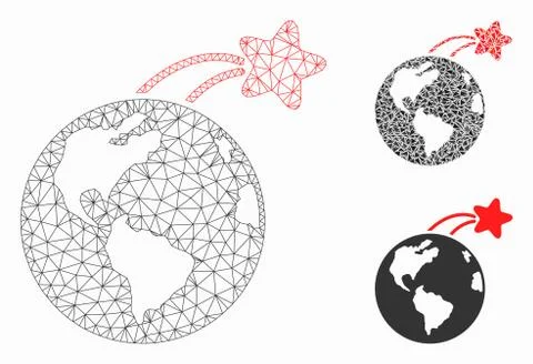 Rising Satellite on Earth Vector Mesh 2D Model and Triangle Mosaic Icon Illustrazione stock