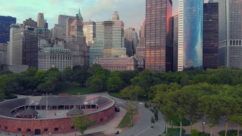 Rising up shot of lower manhattan Stock Footage 93247486