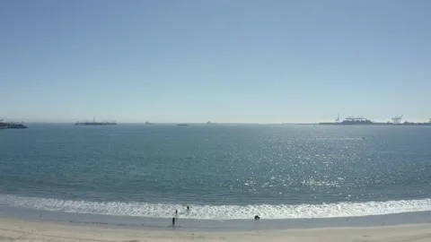 Rising shot over Junipero Beach in Long Beach California Stock Footage 160809981
