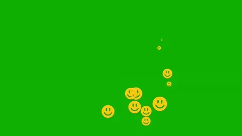 Rising Smiley Emojis Green Screen | Floating Emojis Chroma Key Effect Stock Footage 311310018